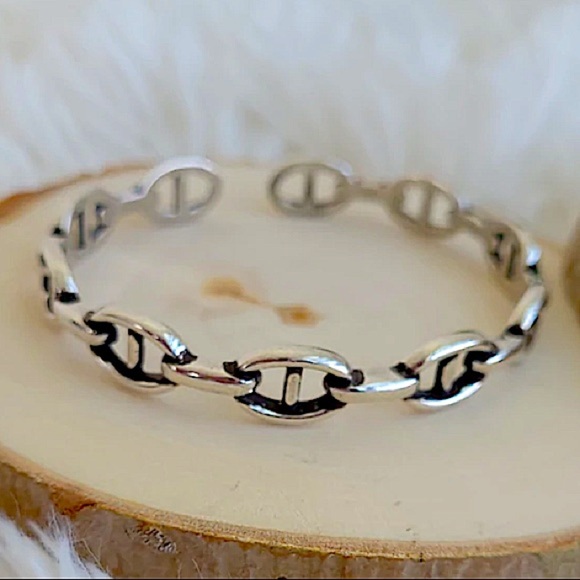 Sterling Silver Mariner Bangle Cuff Bracelet - Picture 10 of 13